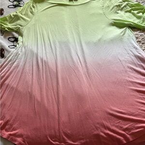 Lane Bryant Lime to Pink Ombre Short Sleeve Tee